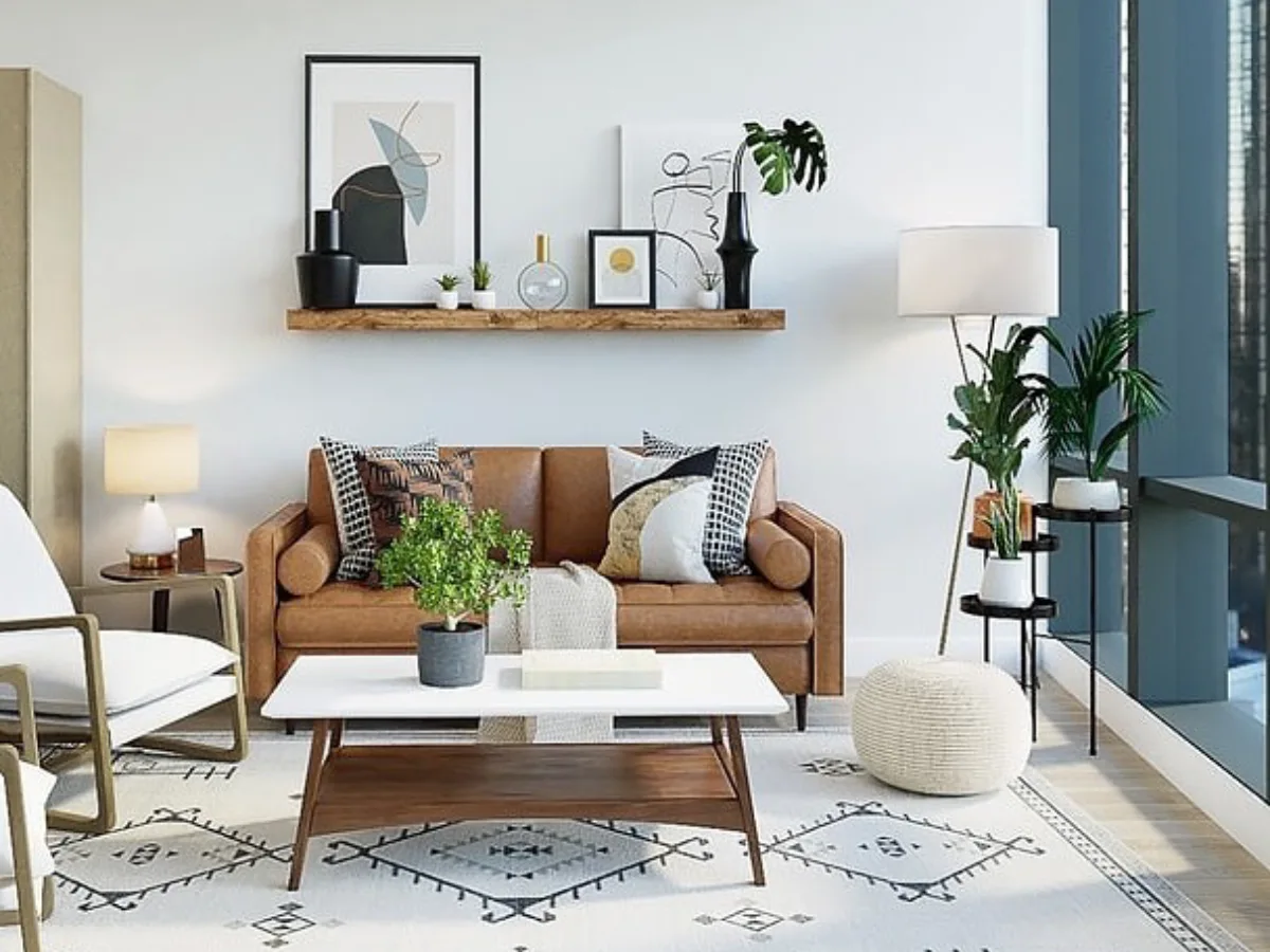 Ruang keluarga rapi dengan rak penyimpanan dan barang tertata yang mendukung kebiasaan hidup teratur